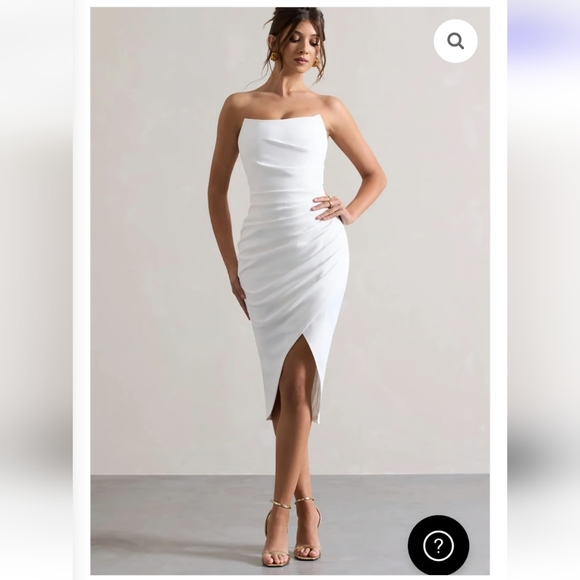 Club L London | Soulmate White Bandeau Midi Dress - Picture 1 of 11